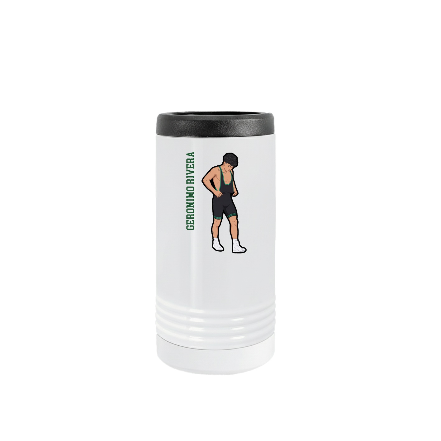 Slim Beverage Holder — Name Vertical in White