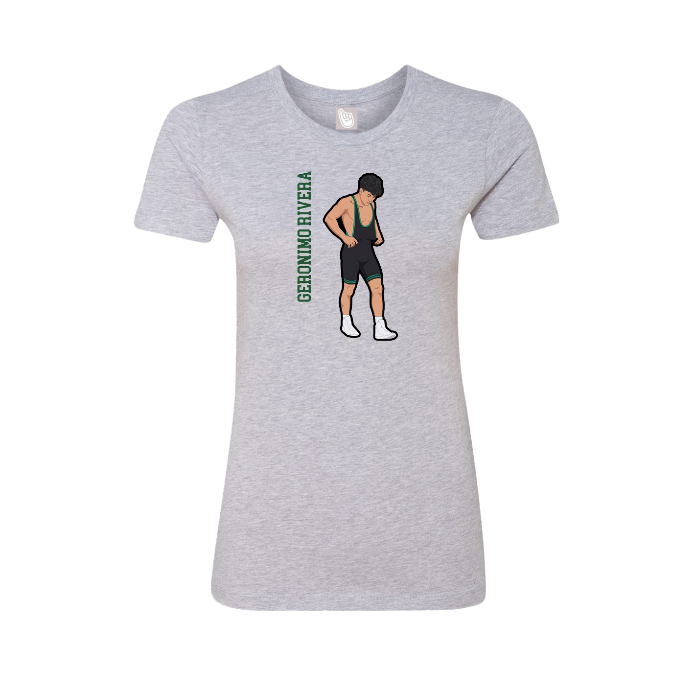 Fitted Women's Tee — Name Vertical in Grey