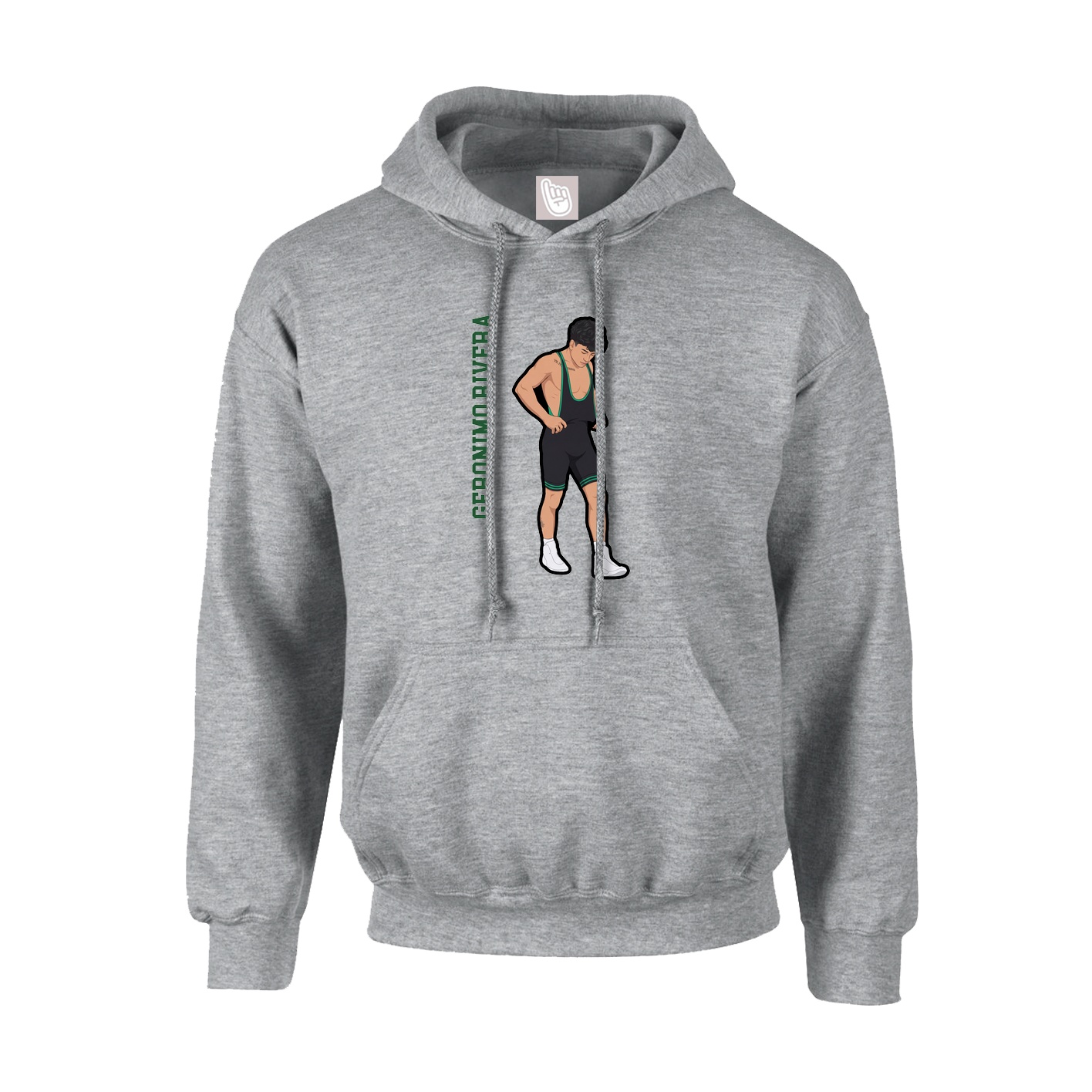 Hoodie — Name Vertical in Grey
