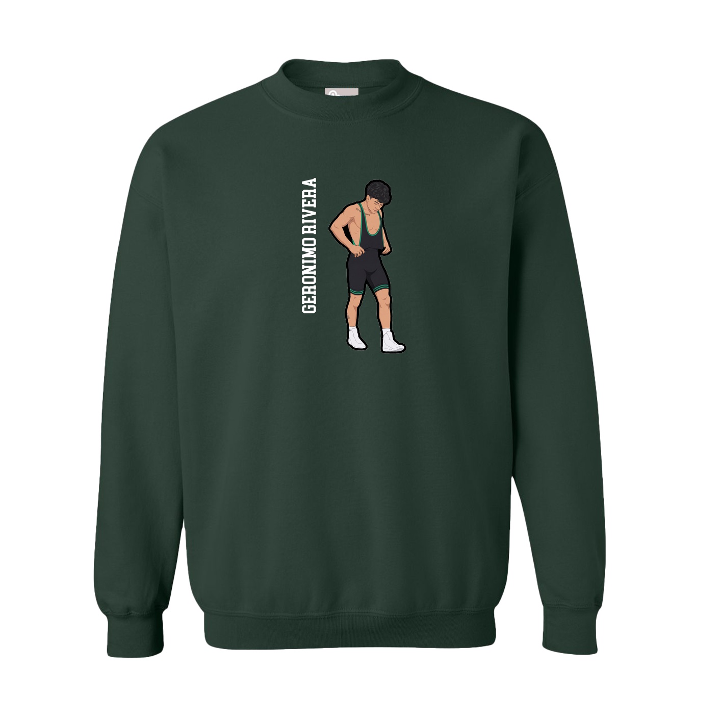 Fleece Crew — Name Vertical in Green