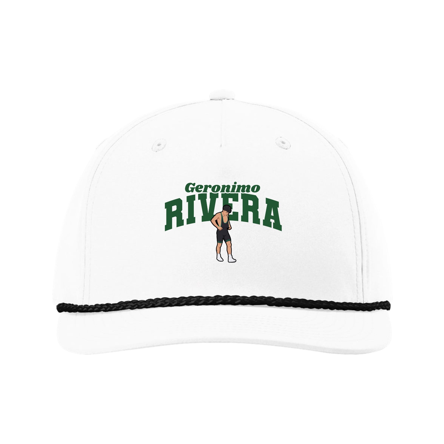 Five-Panel Classic Rope Cap — Signature Arch in White