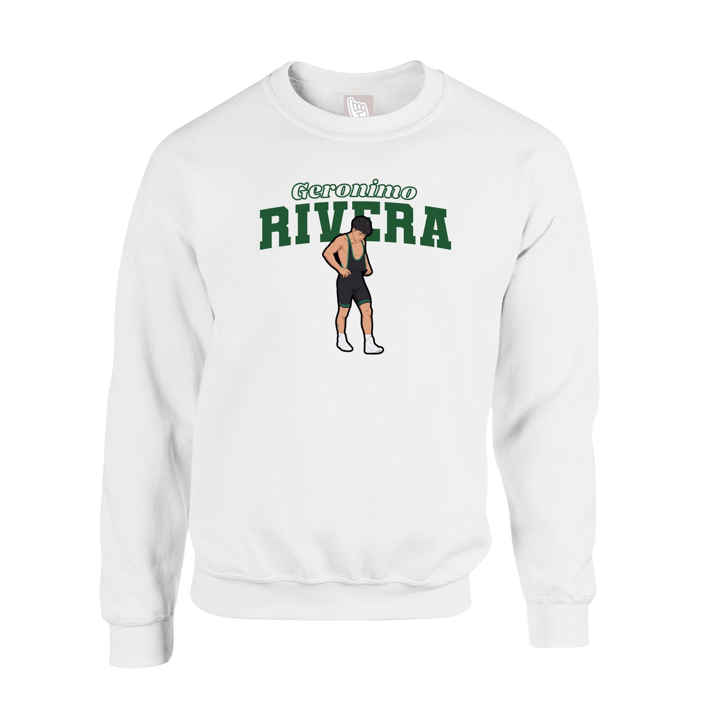 Fleece Crew — Name Arch in White
