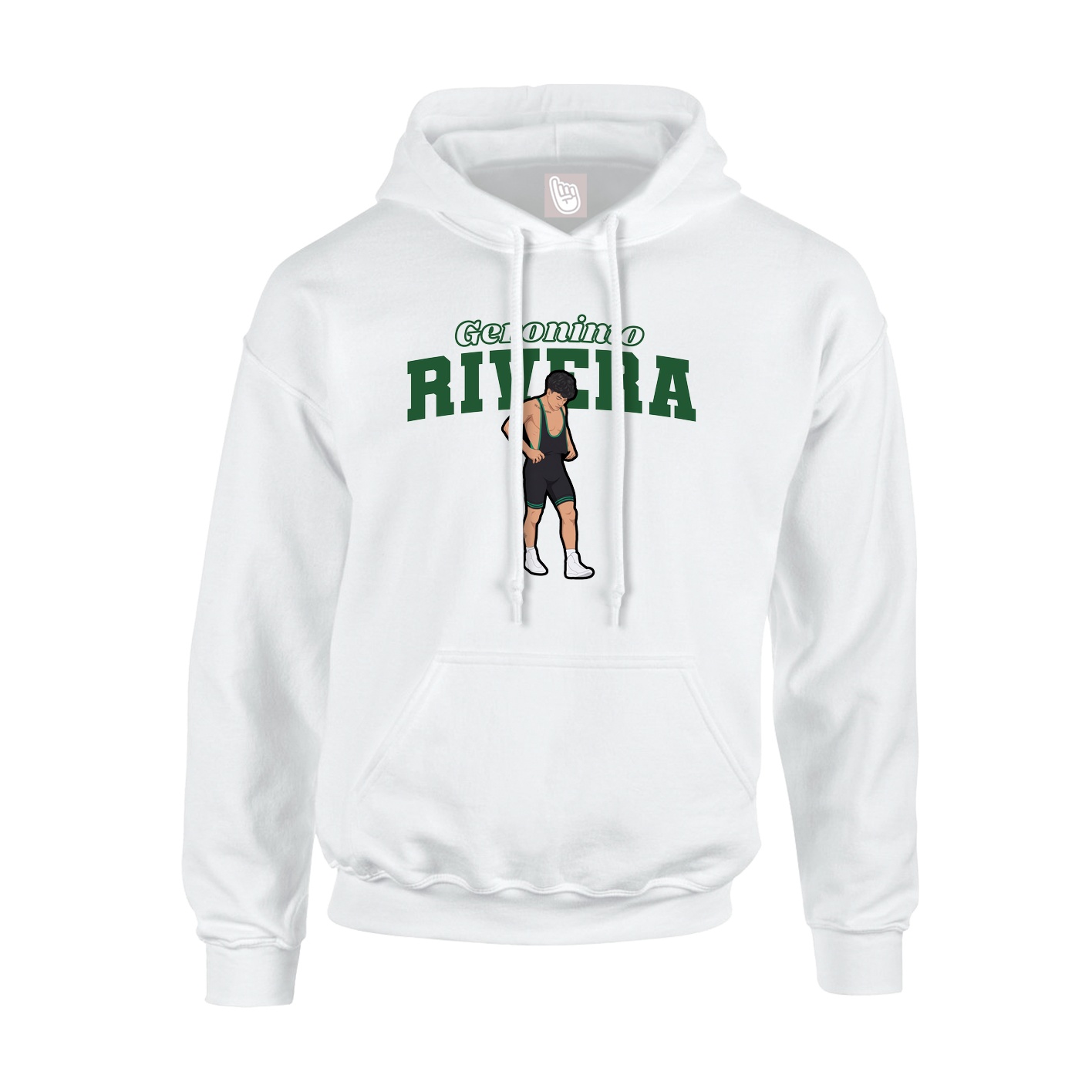 Youth Hoodie — Name Arch in White