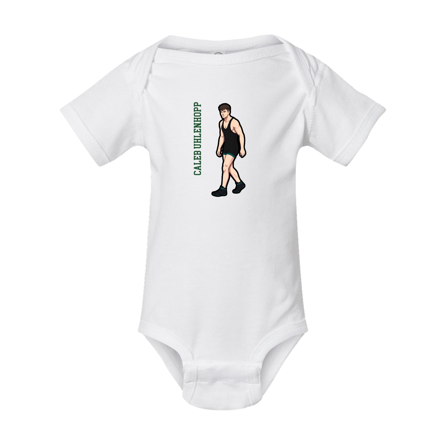 Baby Onesie — Name Vertical in White