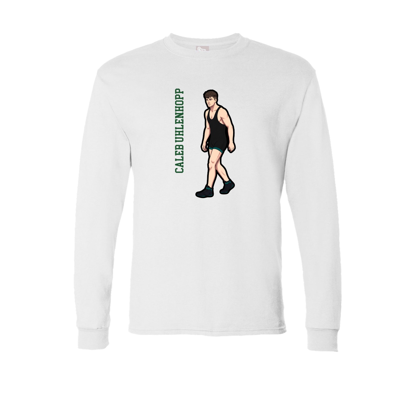 Long Sleeve Tee — Name Vertical in White