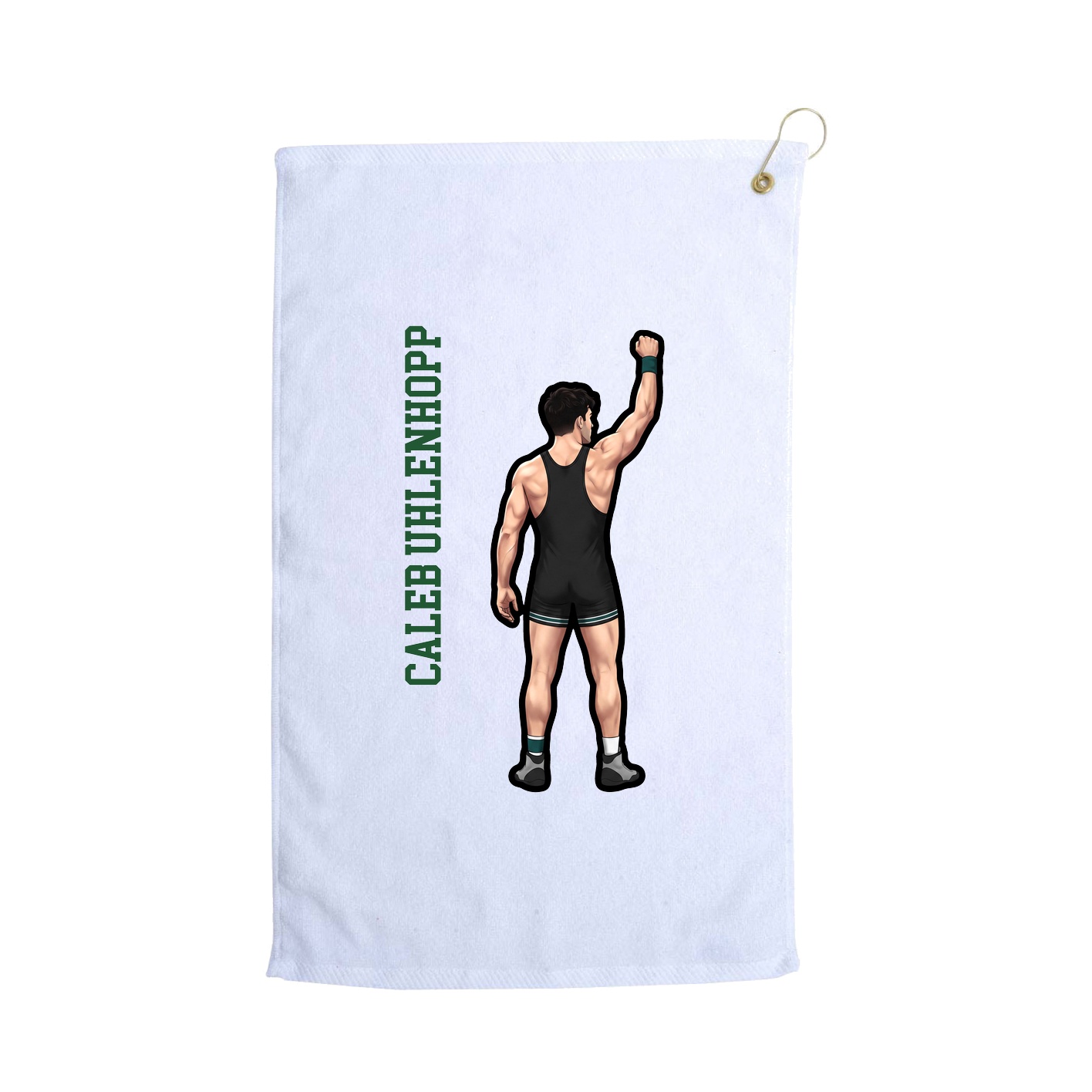 Golf Towel — Name Vertical in White