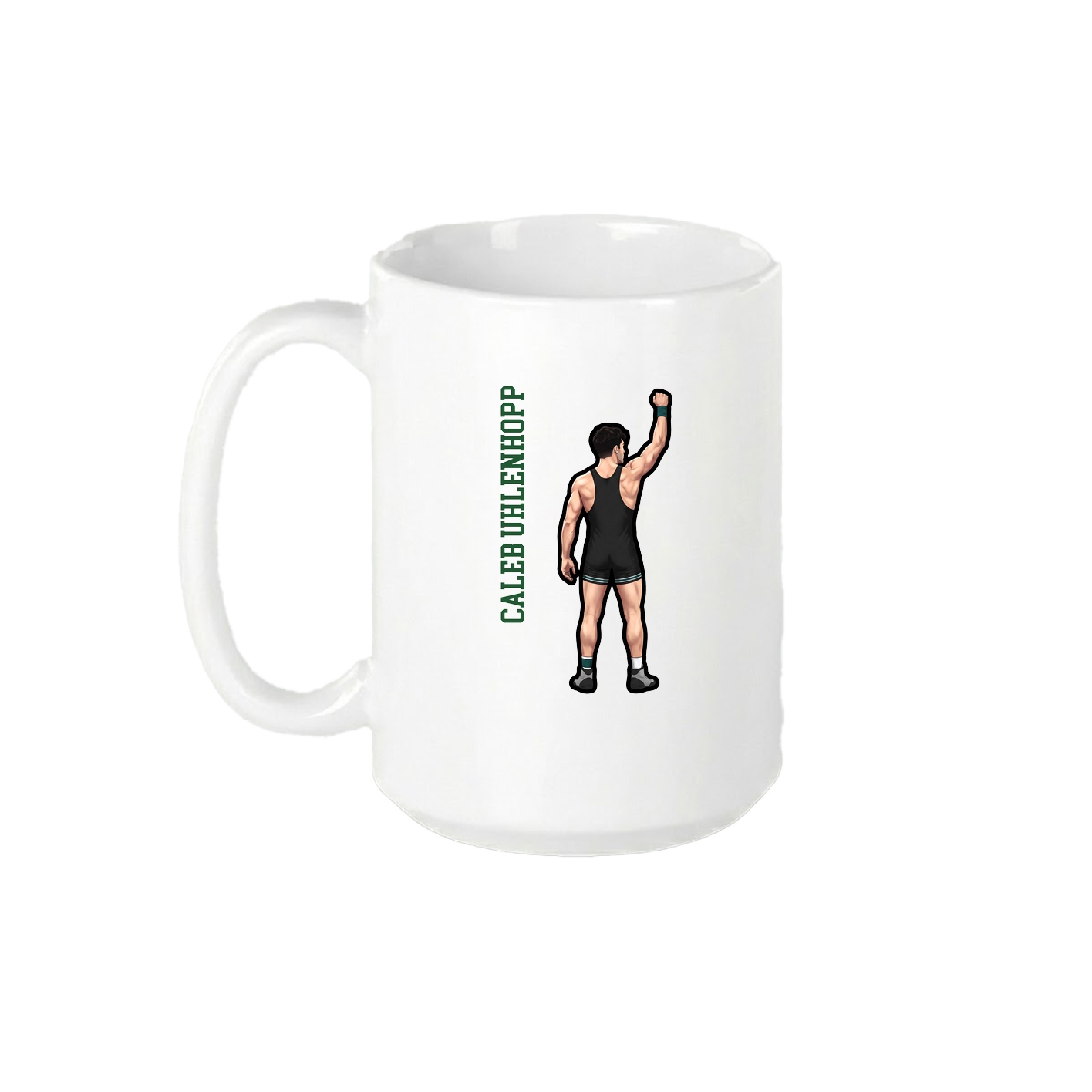 15oz Coffee Mug — Name Vertical in White