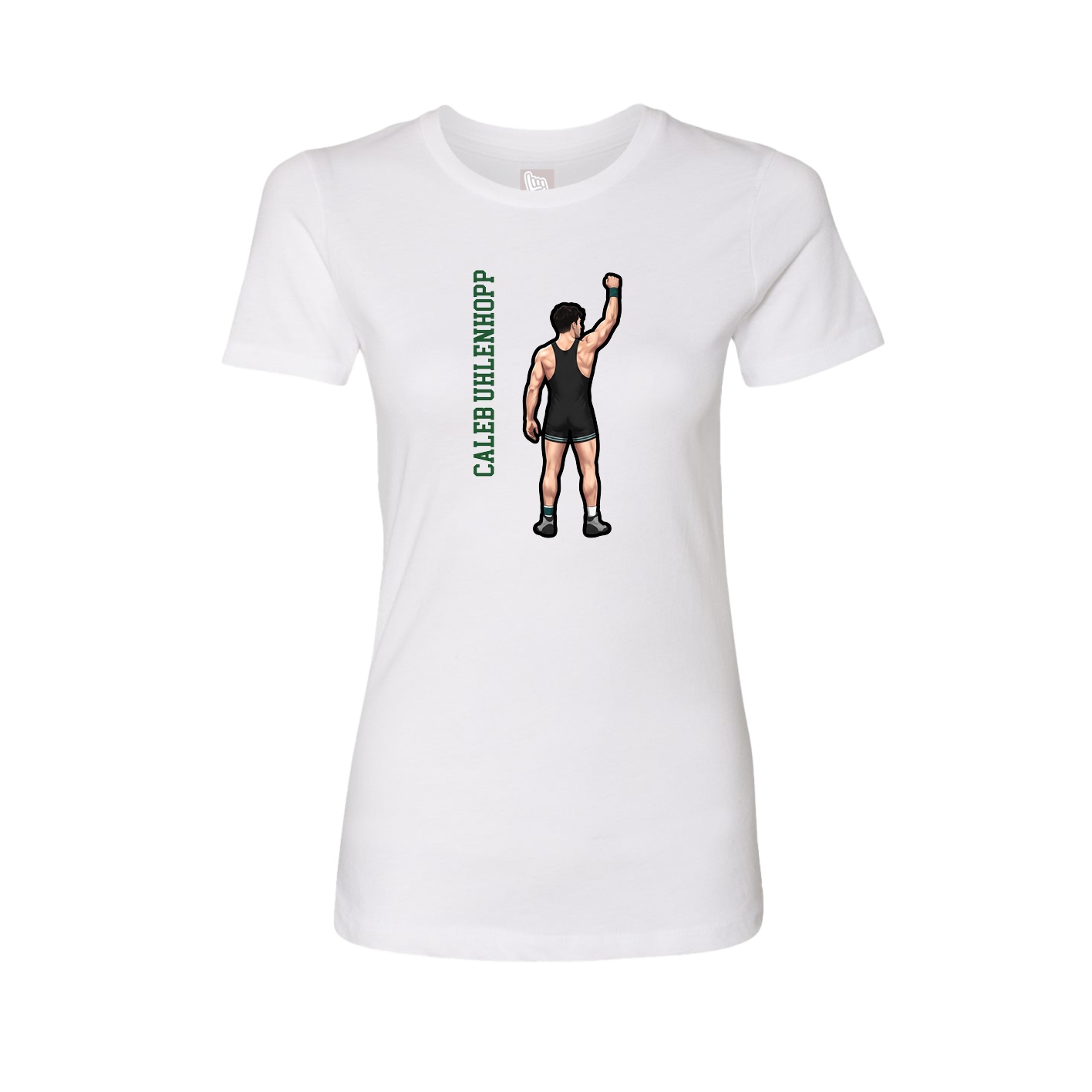 Fitted Women's Tee — Name Vertical in White