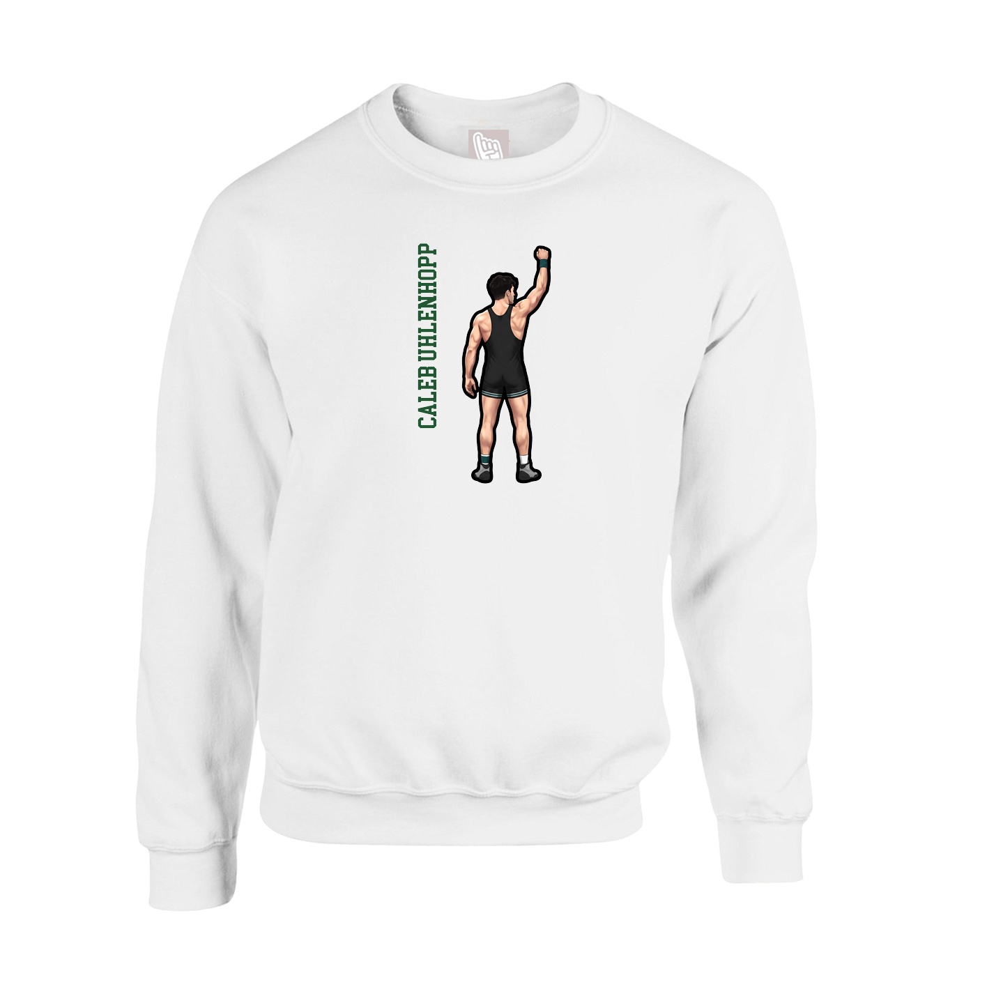 Fleece Crew — Name Vertical in White