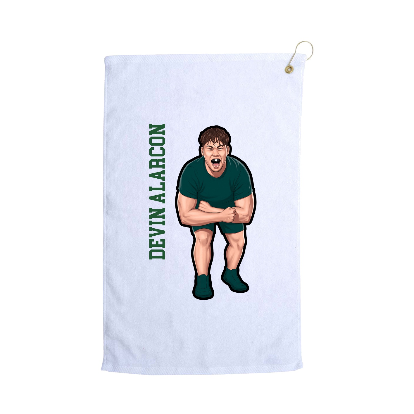 Golf Towel — Name Vertical in White