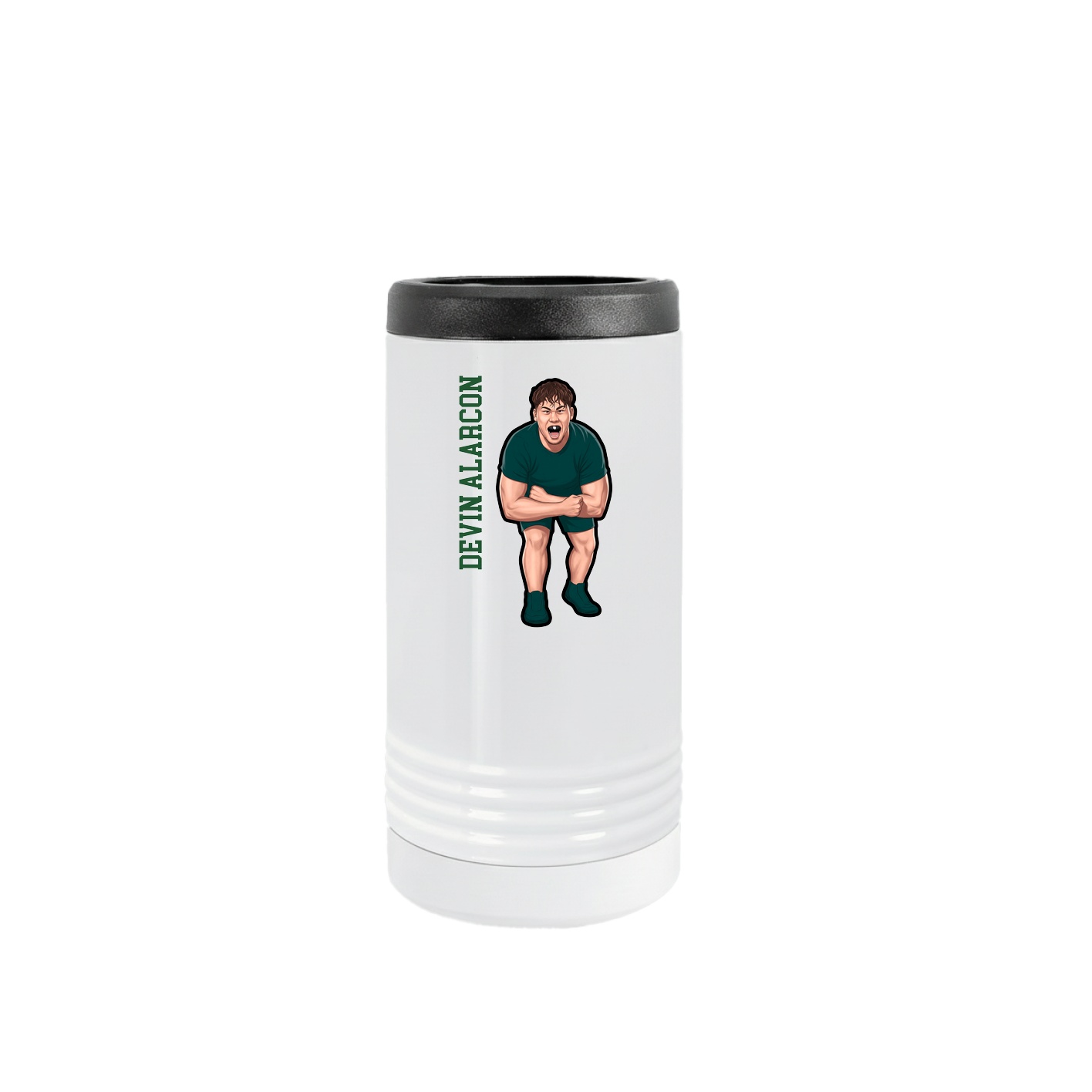 Slim Beverage Holder — Name Vertical in White