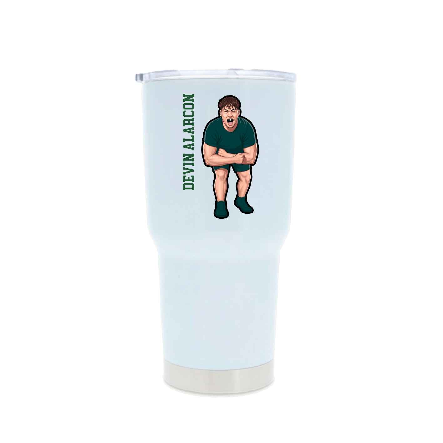 30oz Stainless Steel Tumbler — Name Vertical in White
