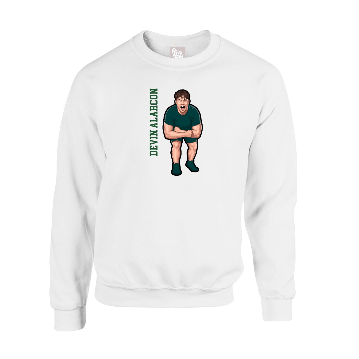 Fleece Crew — Name Vertical in White