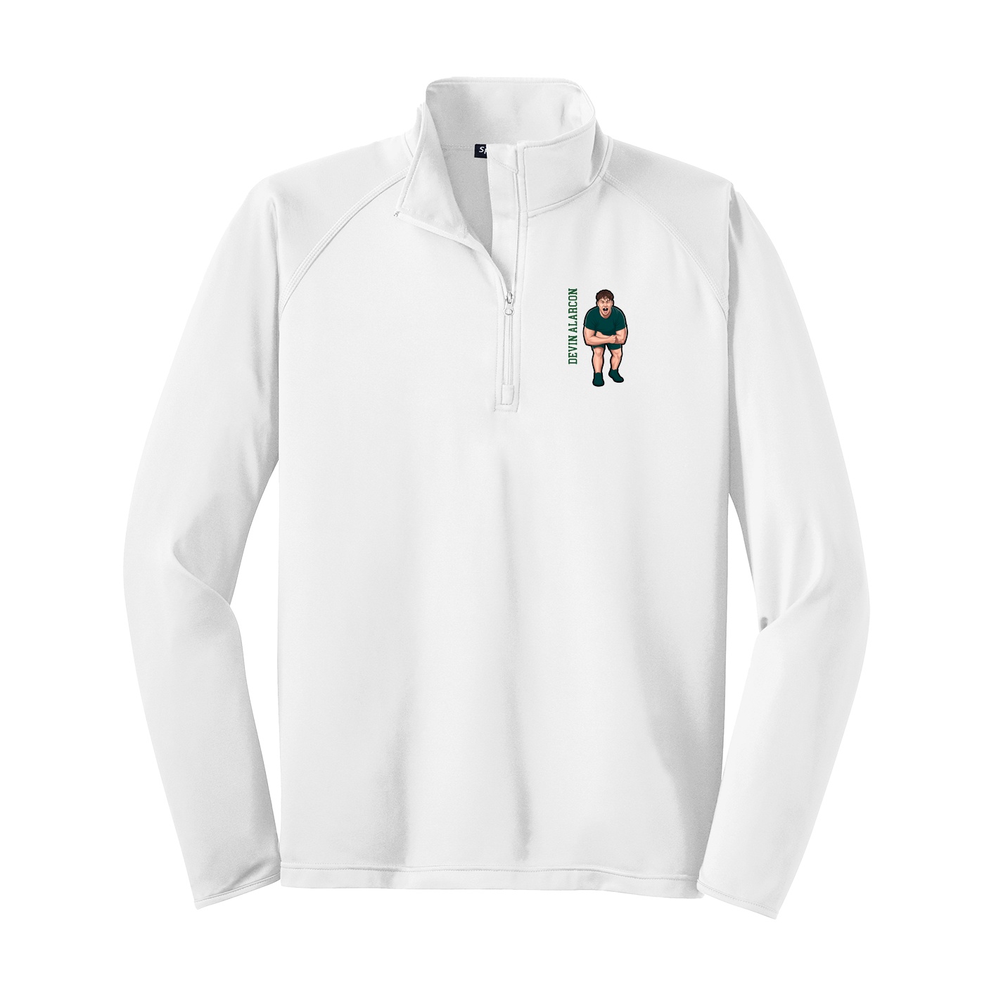 Q-Zip Pullover — Name Vertical in White