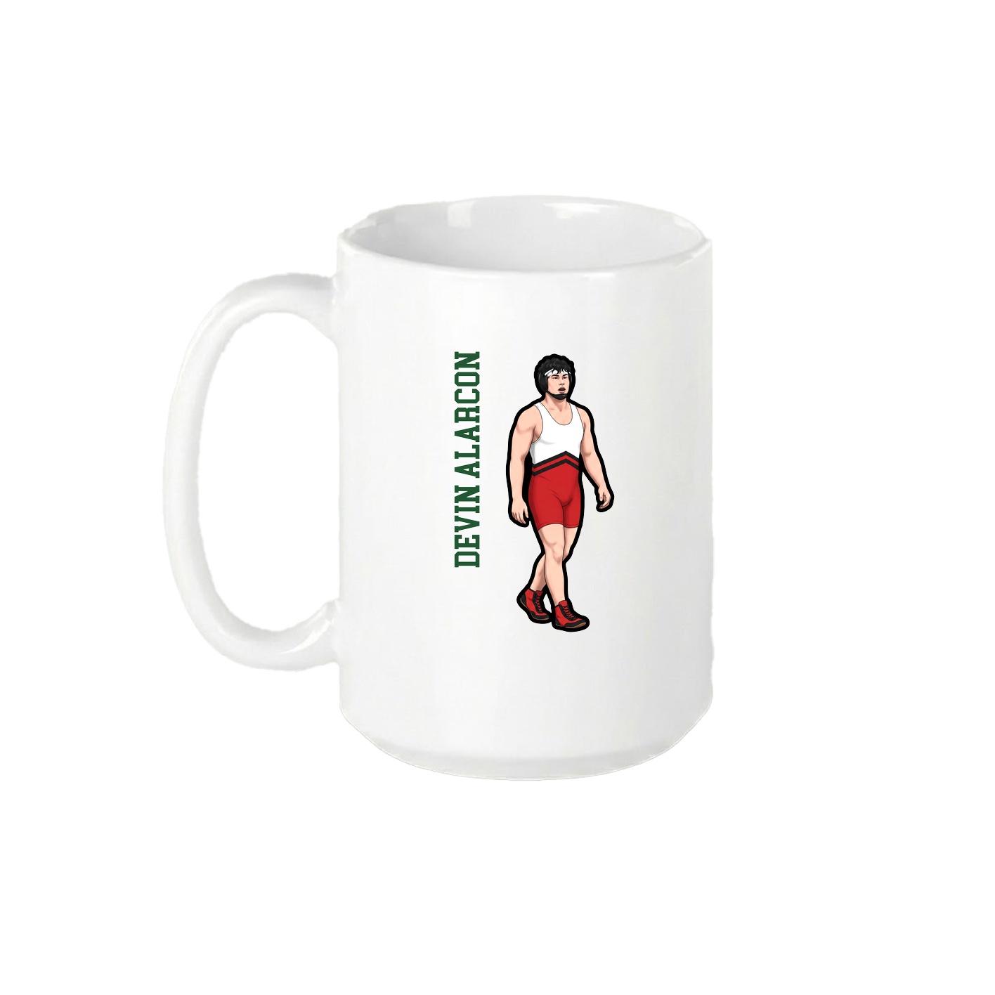 15oz Coffee Mug — Name Vertical in White