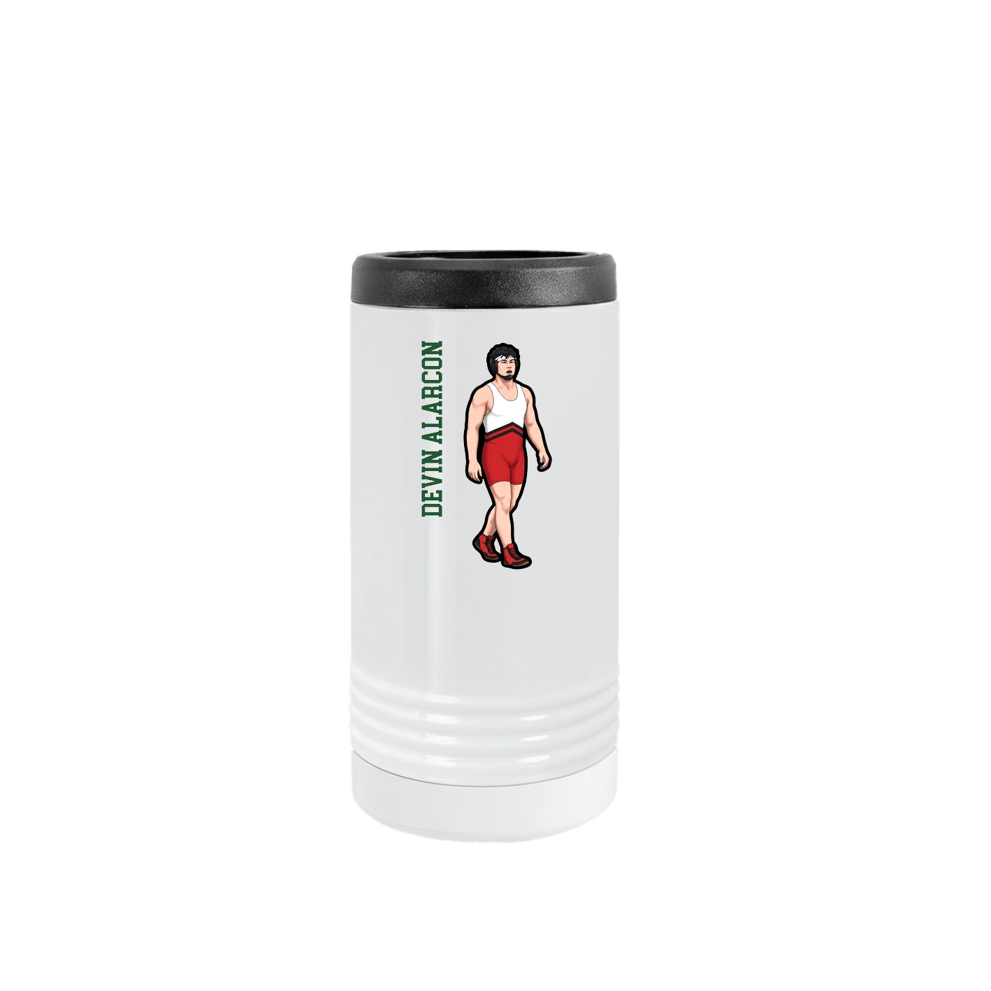 Slim Beverage Holder — Name Vertical in White