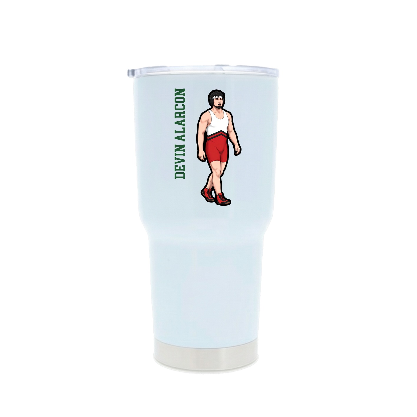 30oz Stainless Steel Tumbler — Name Vertical in White