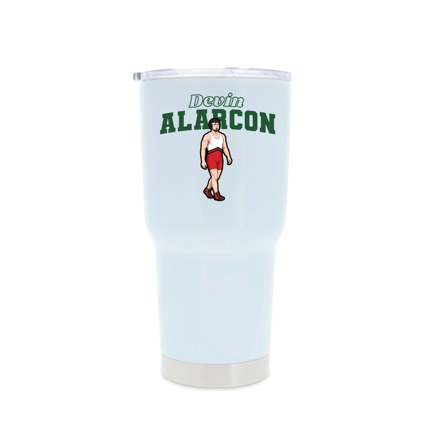 30oz Stainless Steel Tumbler — Name Arch in White