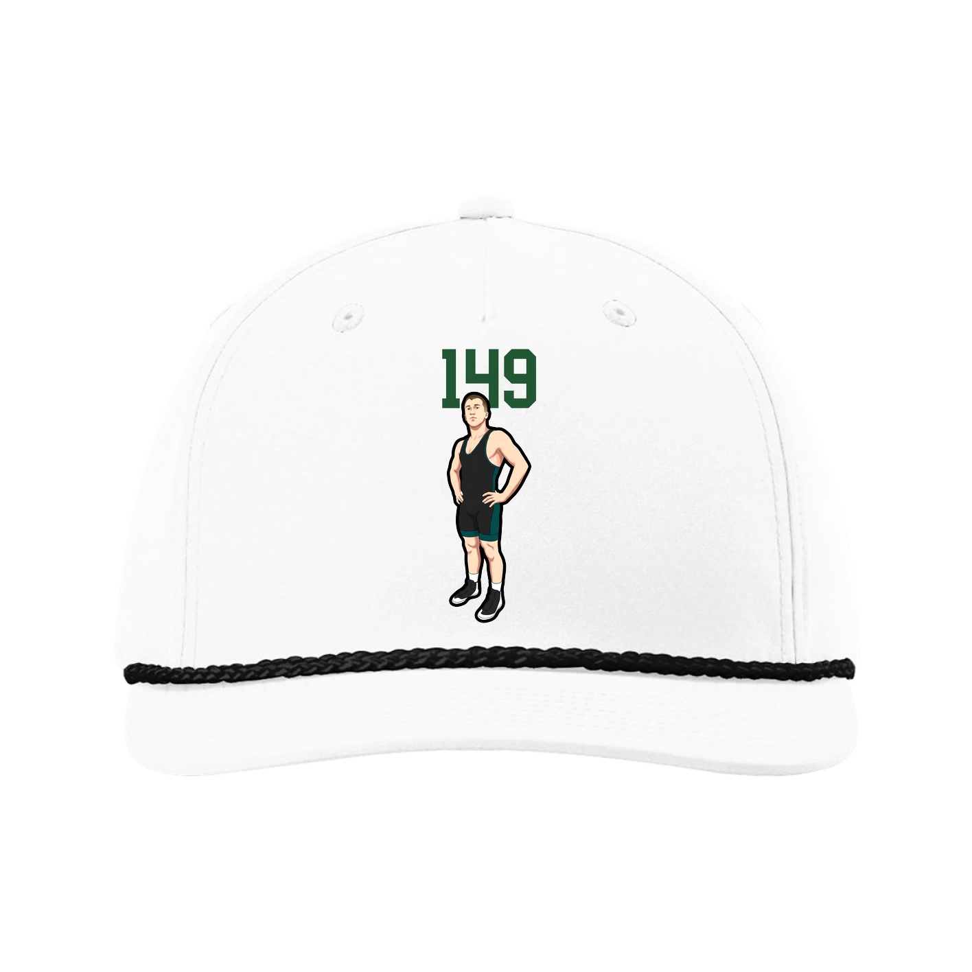 Five-Panel Classic Rope Cap — Number Top in White