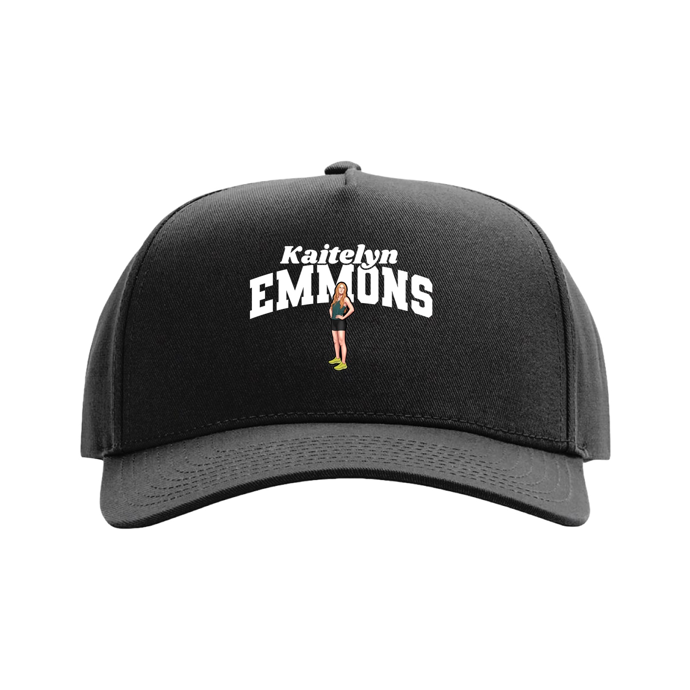 Full Fabric Five-Panel Champ Cap — Signature Arch in Black