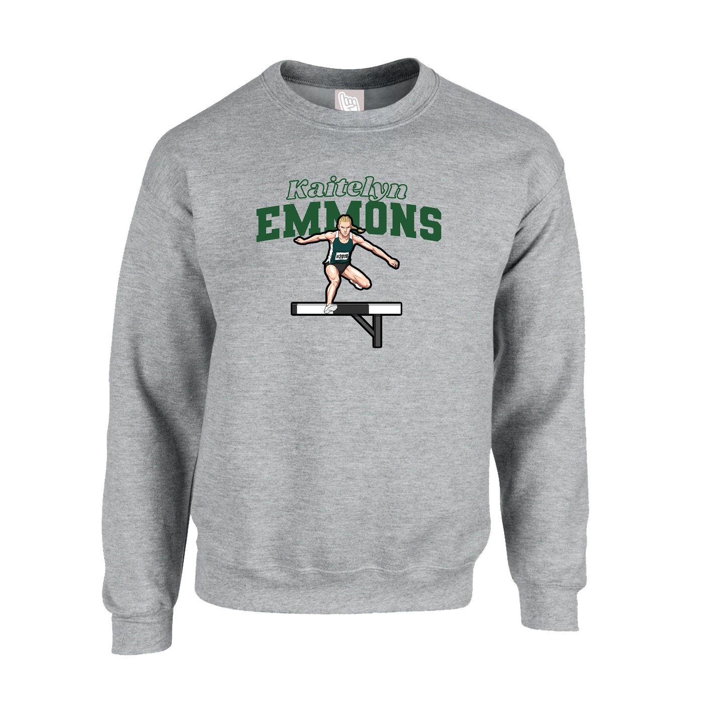 Fleece Crew — Name Arch in Grey