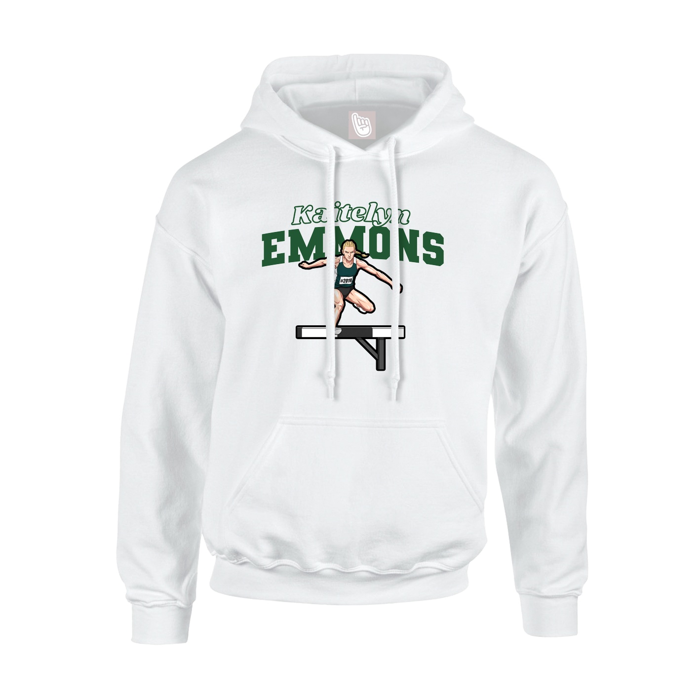 Youth Hoodie — Name Arch in White