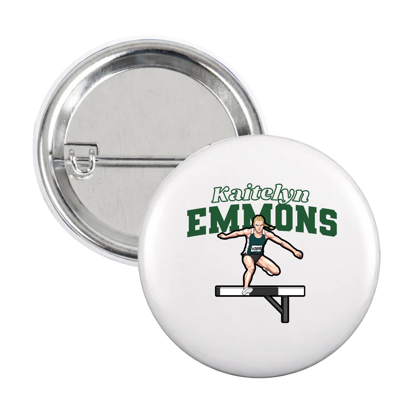 Game Day Button — Name Arch in White