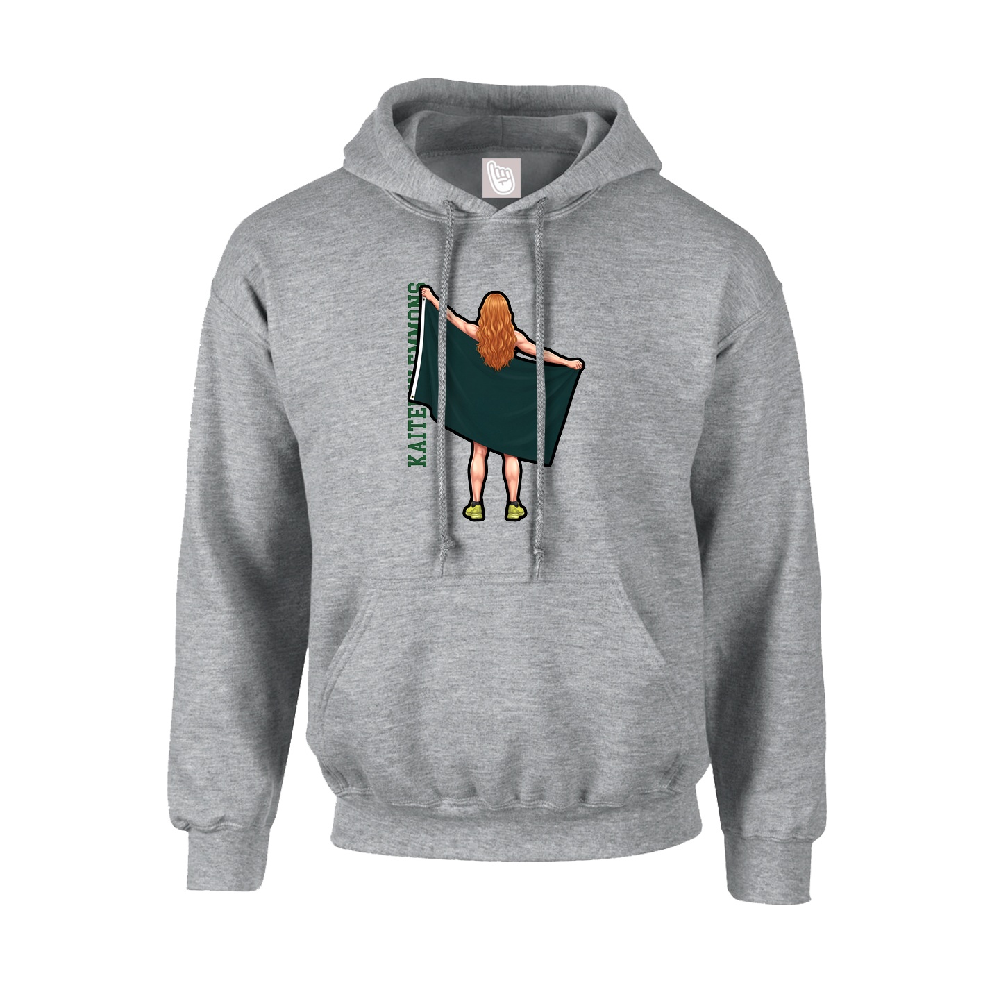 Hoodie — Name Vertical in Grey