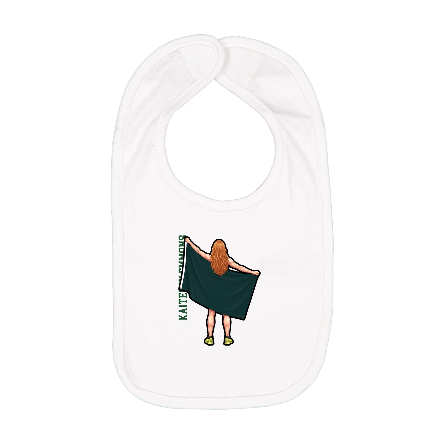 Infant Bib — Name Vertical in White