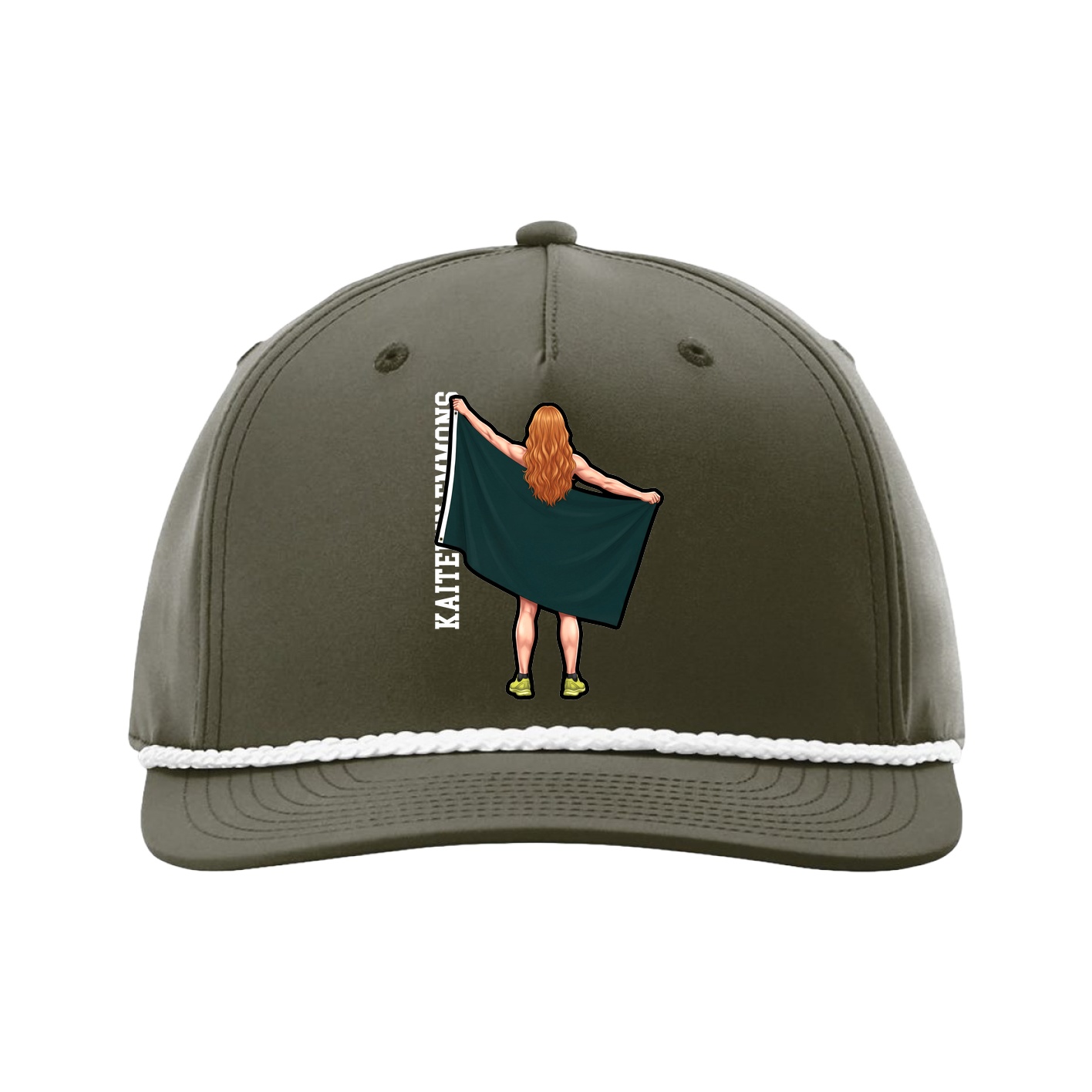 Five-Panel Classic Rope Cap — Name Vertical in Green