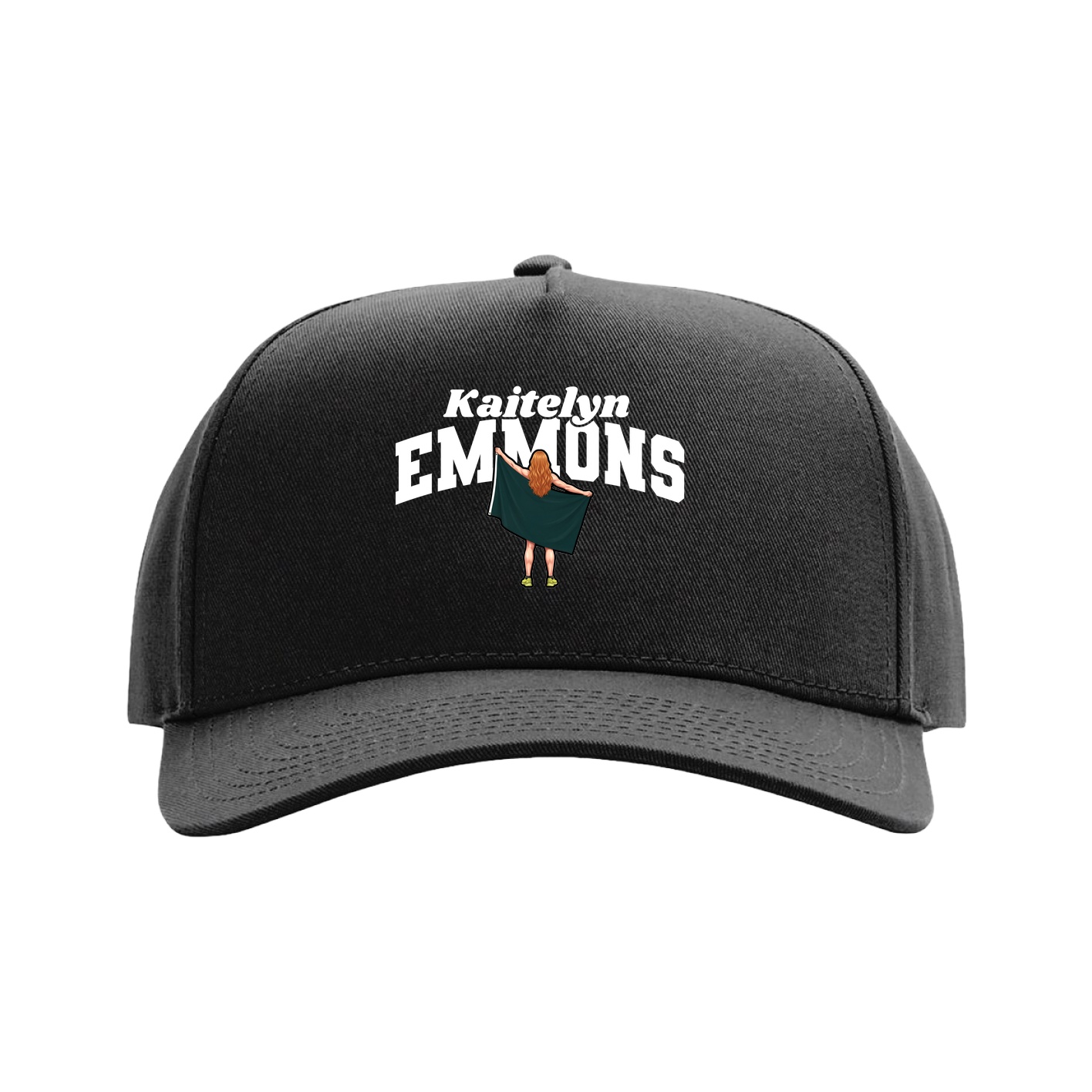Full Fabric Five-Panel Champ Cap — Signature Arch in Black