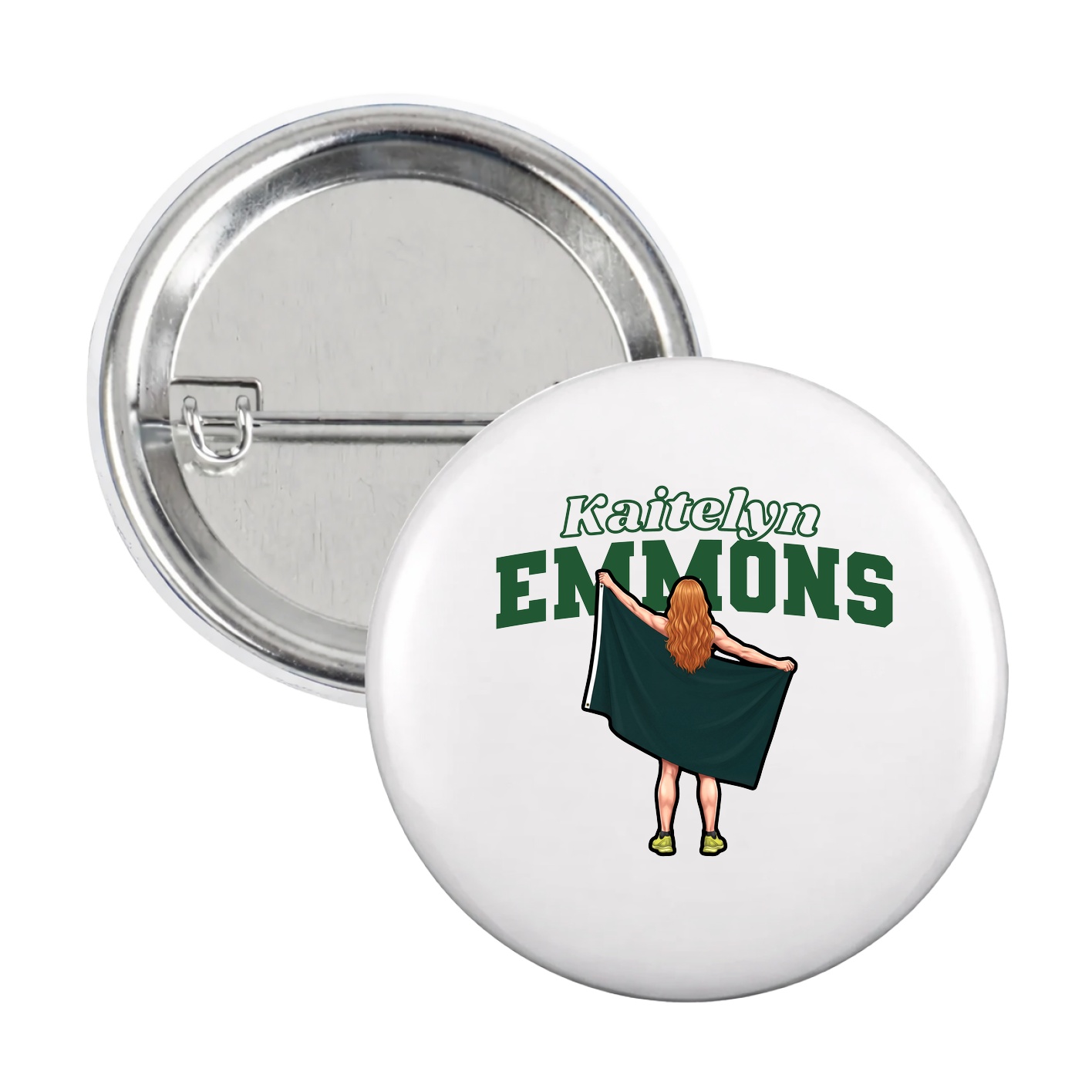 Game Day Button — Name Arch in White