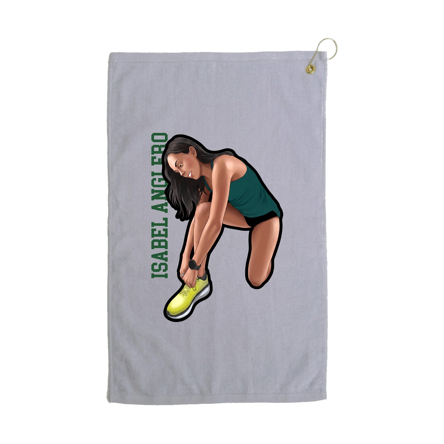 Golf Towel — Name Vertical in Grey