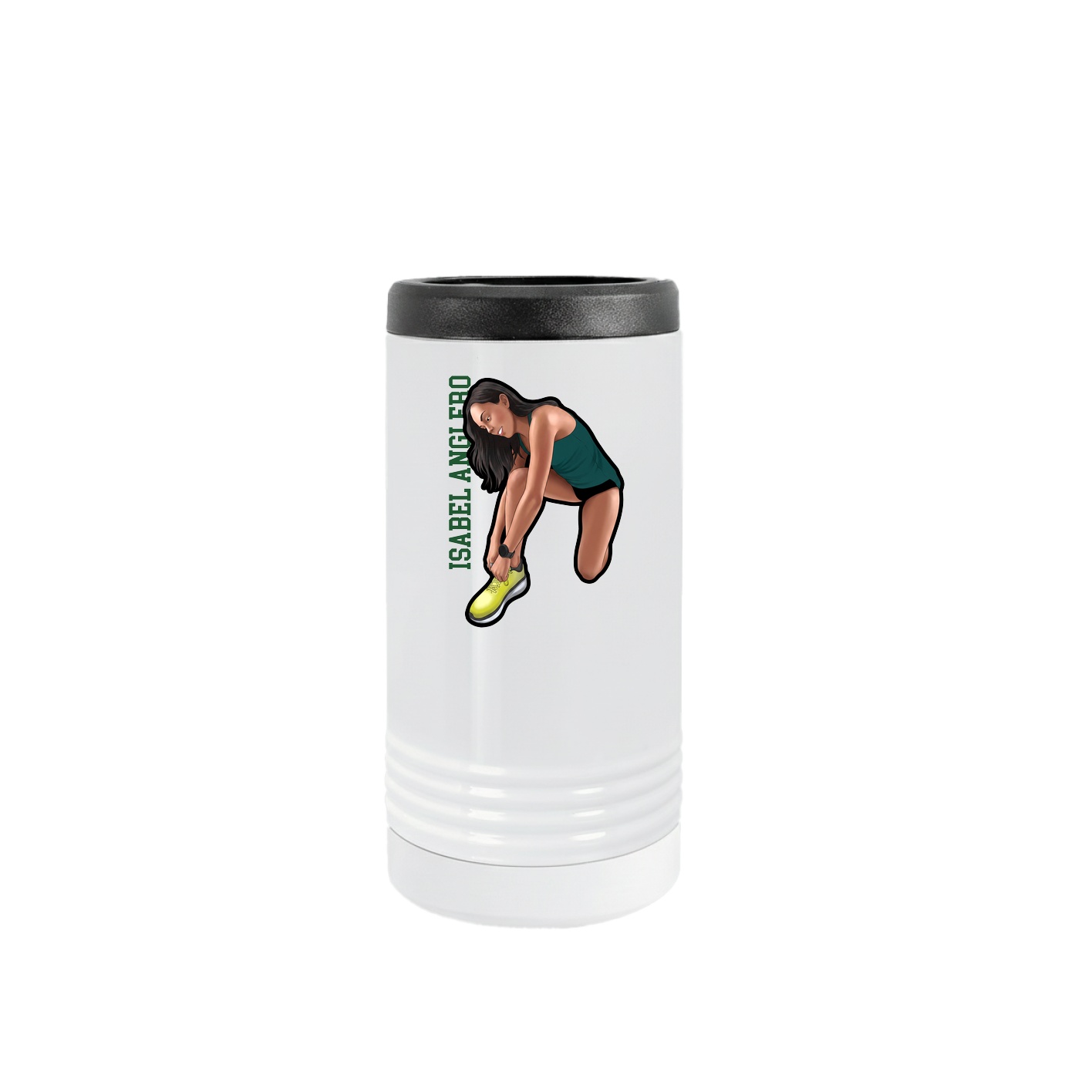 Slim Beverage Holder — Name Vertical in White