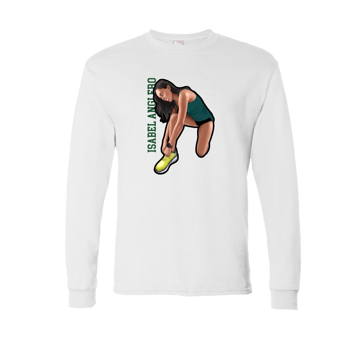 Long Sleeve Tee — Name Vertical in White