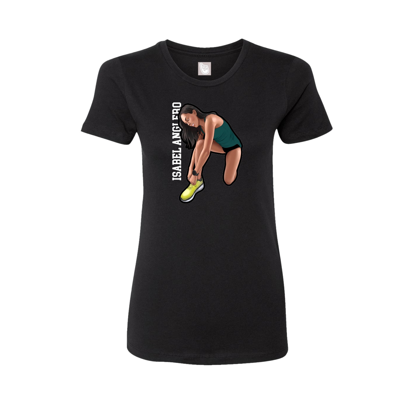 Fitted Women's Tee — Name Vertical in Black