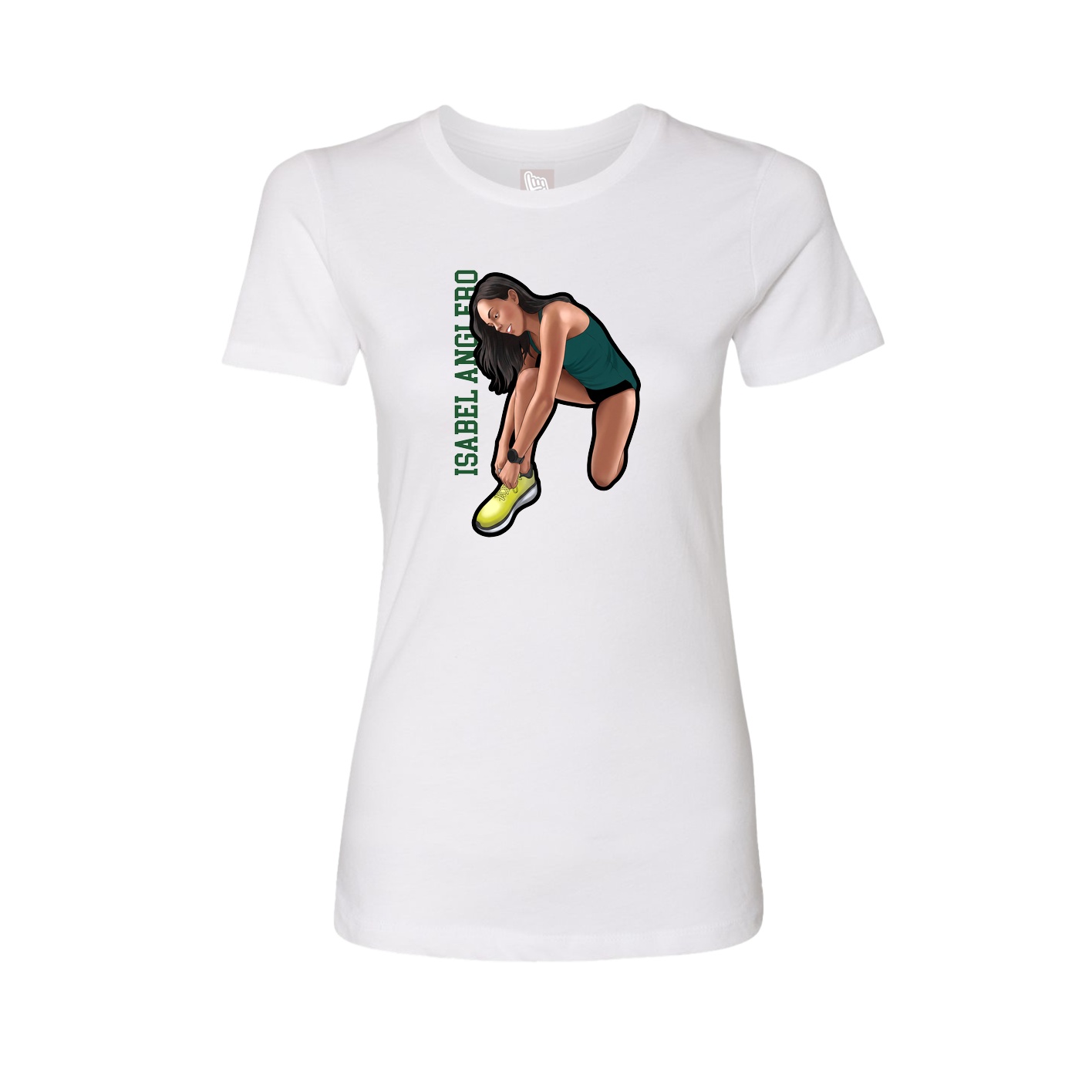 Fitted Women's Tee — Name Vertical in White