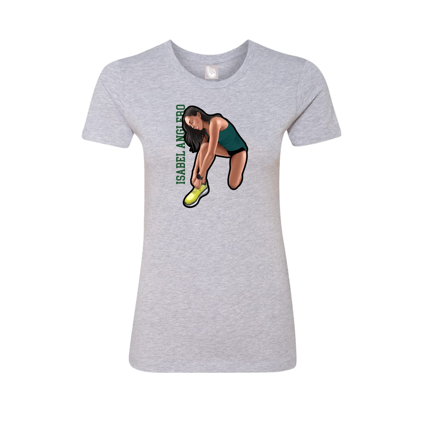 Fitted Women's Tee — Name Vertical in Grey