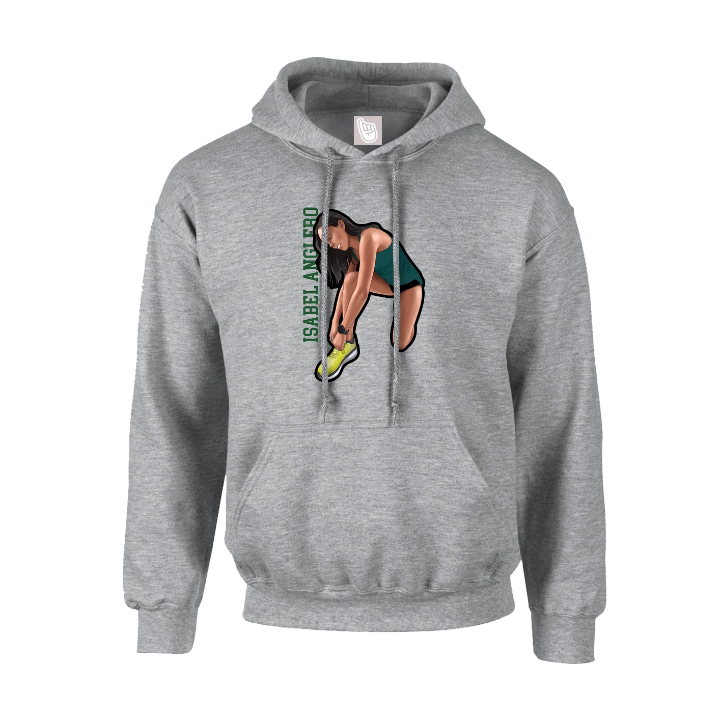 Hoodie — Name Vertical in Grey