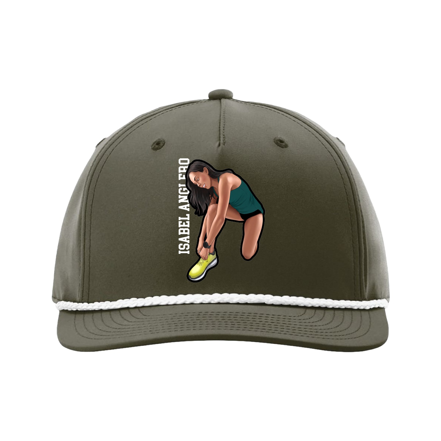 Five-Panel Classic Rope Cap — Name Vertical in Green
