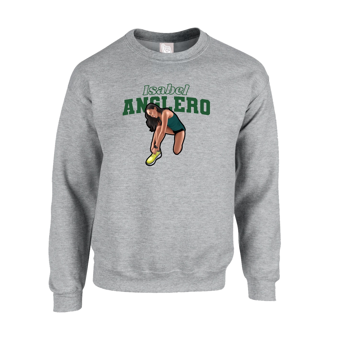 Fleece Crew — Name Arch in Grey