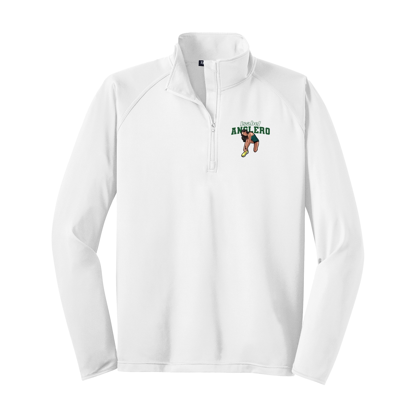 Q-Zip Pullover — Name Arch in White
