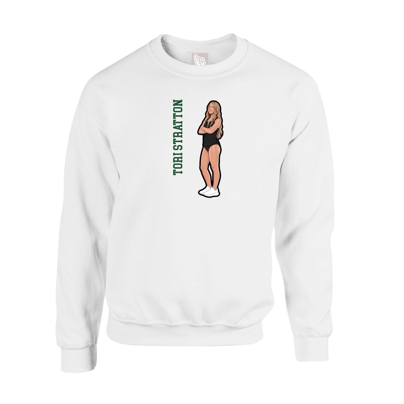 Fleece Crew — Name Vertical in White