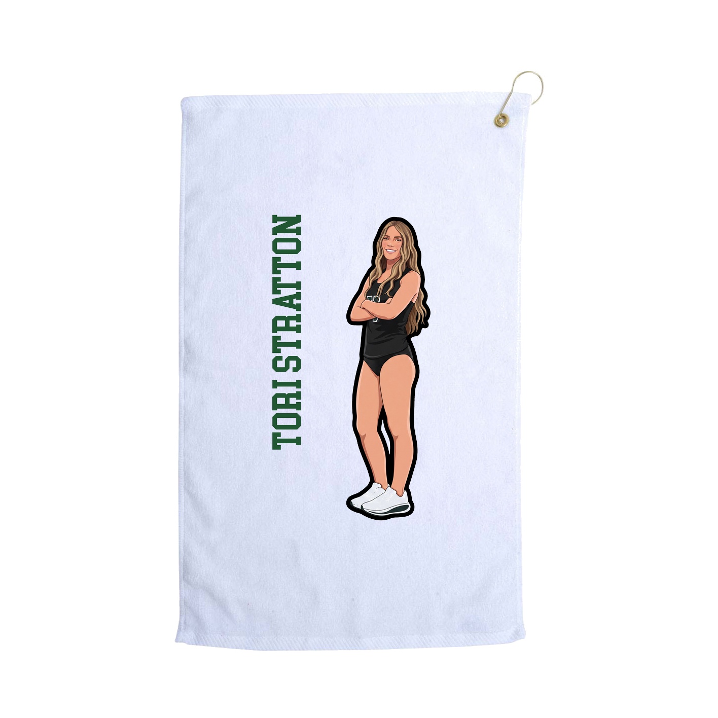 Golf Towel — Name Vertical in White