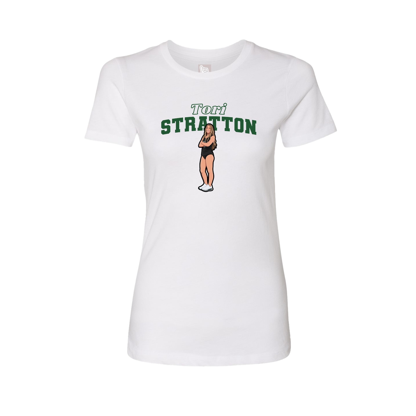 Fitted Women's Tee — Name Arch in White