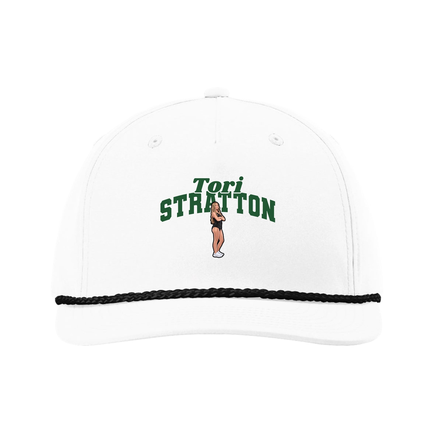 Five-Panel Classic Rope Cap — Signature Arch in White