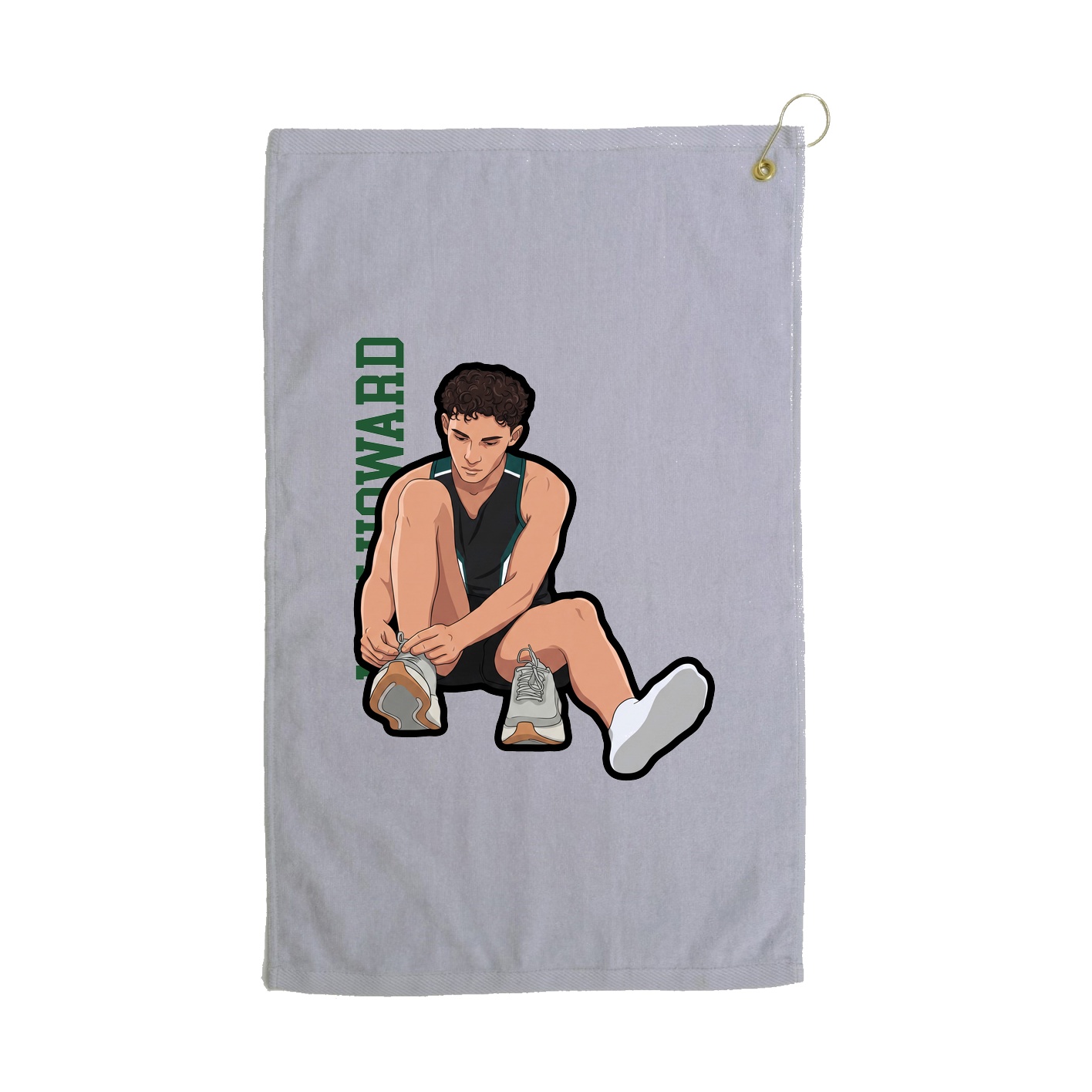 Golf Towel — Name Vertical in Grey