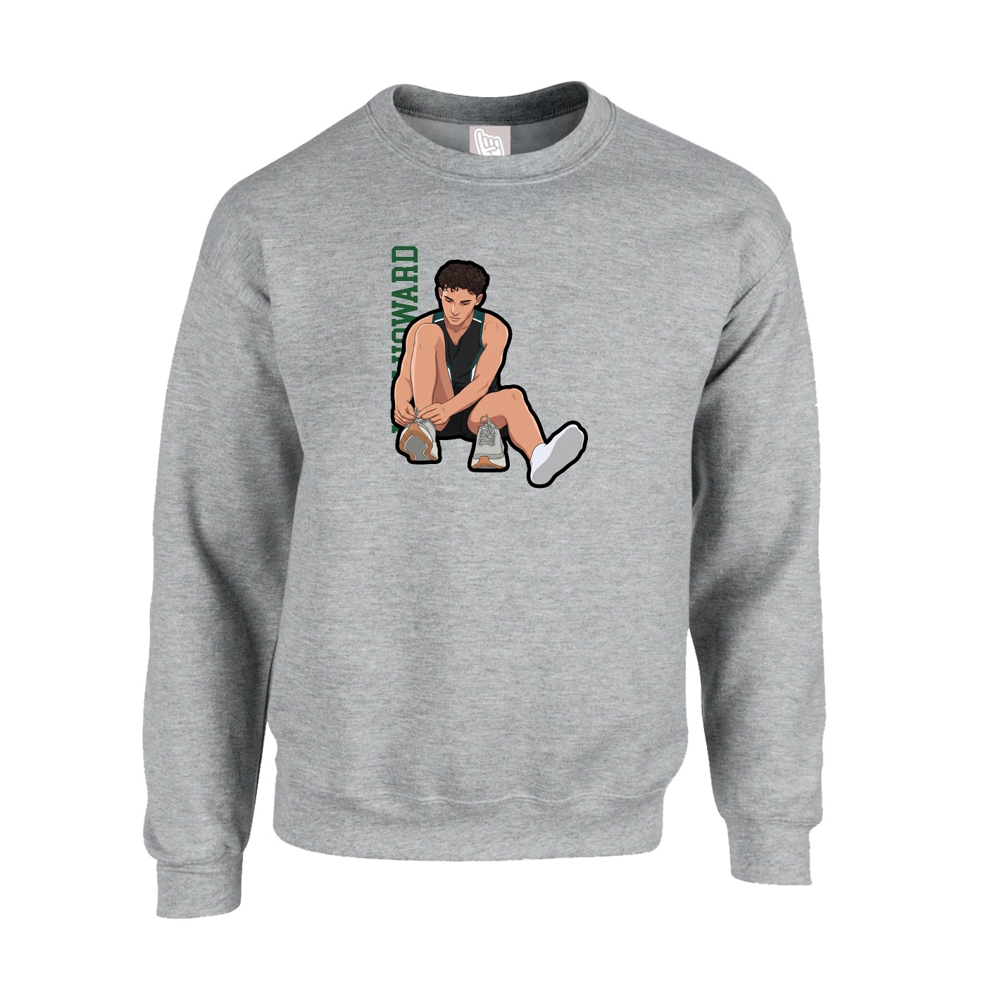Fleece Crew — Name Vertical in Grey