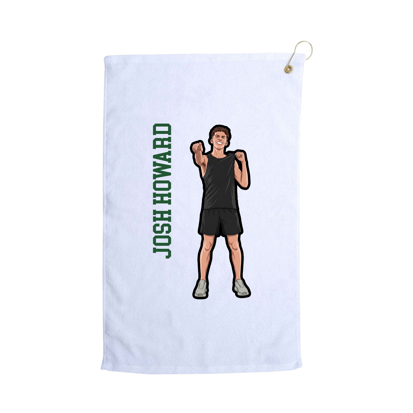 Golf Towel — Name Vertical in White