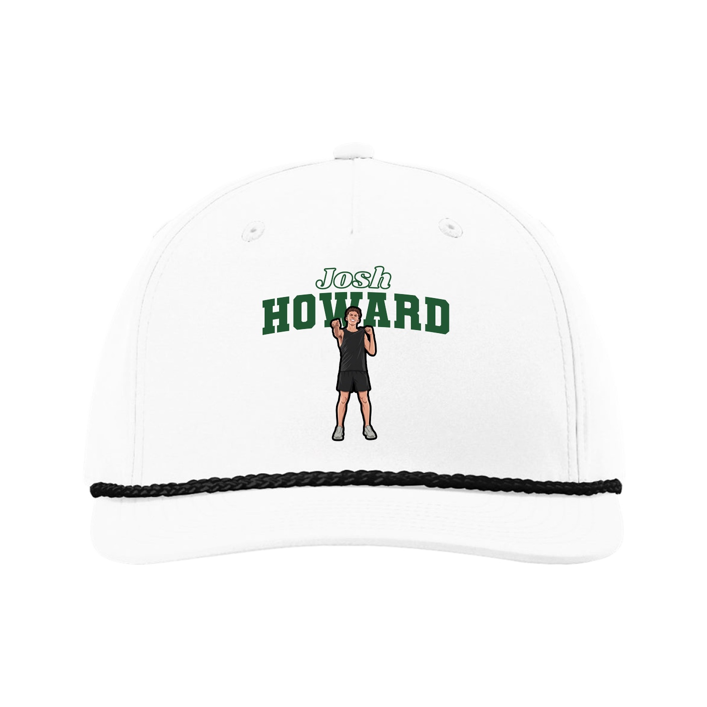 Five-Panel Classic Rope Cap — Name Arch in White